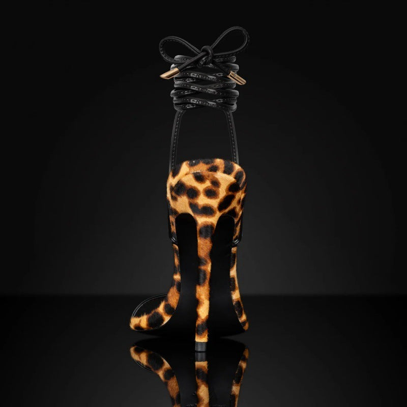 Sandales Léopard à Lacets Ayla