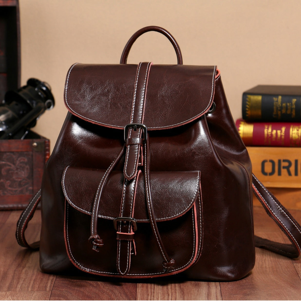 Sac à dos noir cuir Miora