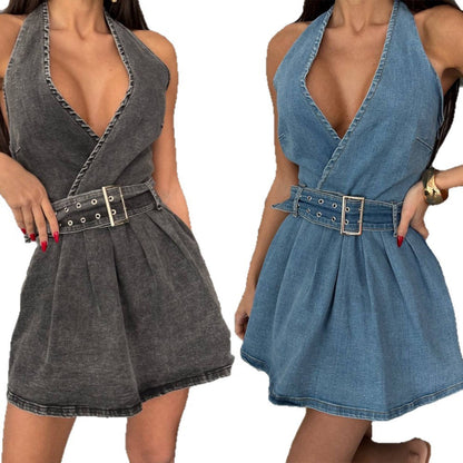 robe denim ceinturée Evania