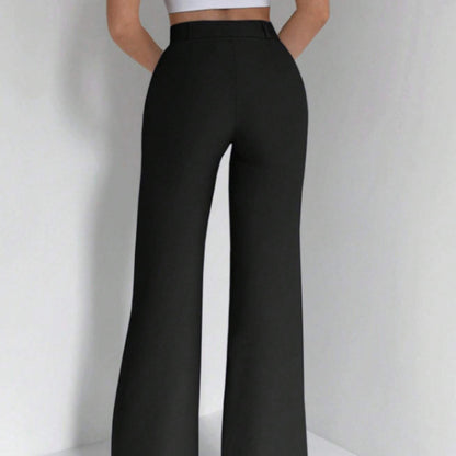 Pantalon Femme Taille Haute – Coupe Ajustée et Évasée Meza