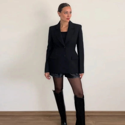 Blazer Cintré Noir Épaulé Melyra