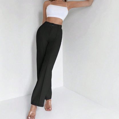Pantalon Femme Taille Haute – Coupe Ajustée et Évasée Meza